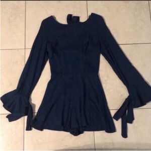 Navy Blue Long Sleeve Romper
